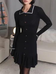 Articat Fashion Knitted Sweater Long Sleeve Bodycon Button Women Dress Autumn/Winter New 2024 Vestido Elegant Street Clothing