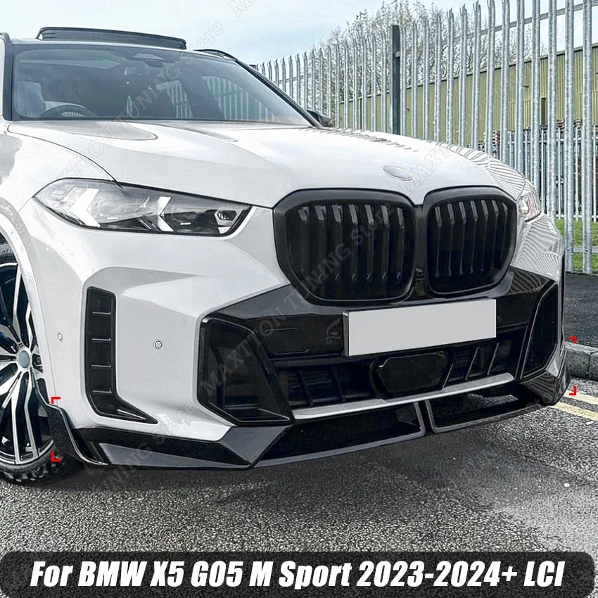 For BMW X5 G05 M Sport 2023-2024+ LCI Front Bumper Lip Chin Guard Trim Styling Cover Modified Body Kit Gloss Black Tuning