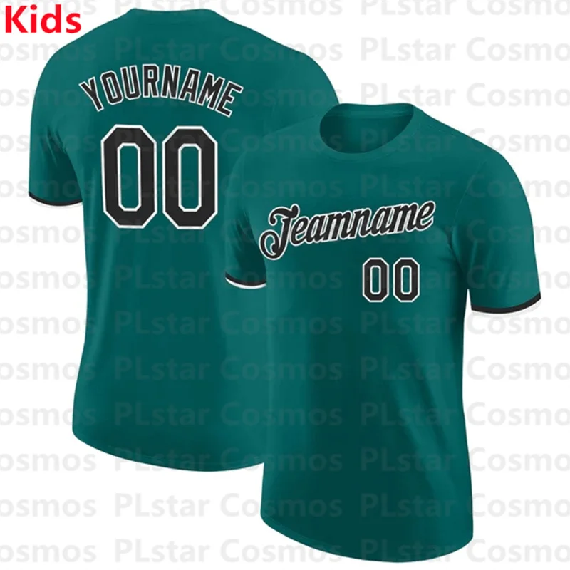 

Custom Teal Black-White Performance T-Shirts 3D Printed Kids Football Jersey Boys Tops Girl Tees