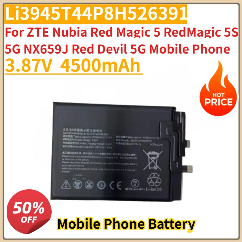 

New Li3945T44P8H526391 3.87V 4500mAh Battery for ZTE Nubia Red Magic 5 RedMagic 5S 5G NX659J Red Devil 5G Mobile Phone