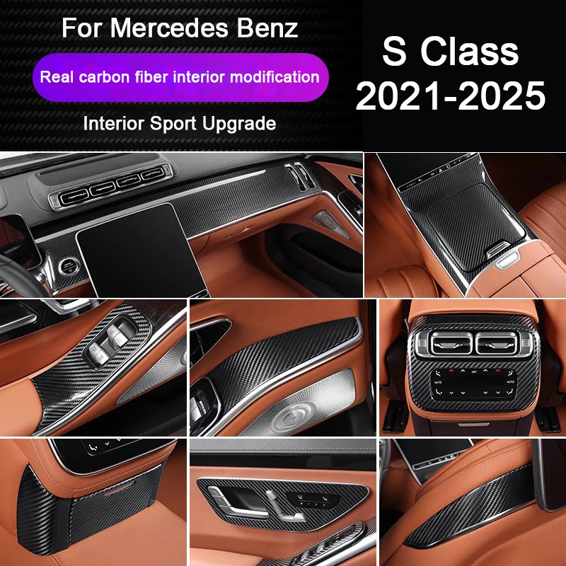 

Для Mercedes Benz S Class W223 V223 Z223 настоящее углеродное волокно, центральная приборная панель автомобиля, панель переключения передач, крышка воздуховыпускного отверстия, рамка, отделка двери
