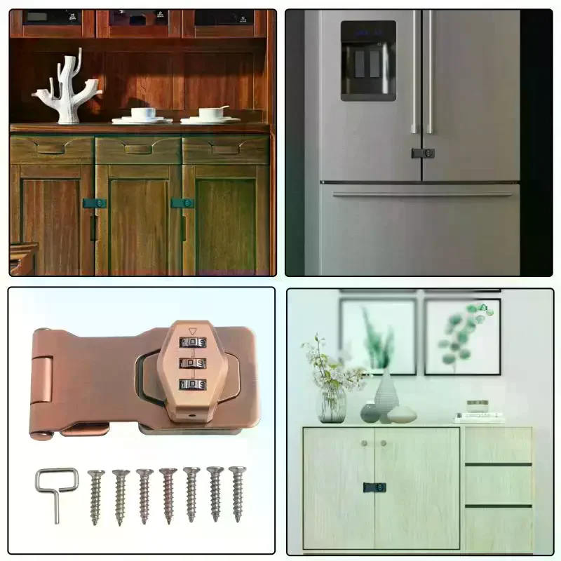 Cabinet Password Lock Drawer Lock 3-Digit Combination Password Lock Security Door Bolt Anti-theft Household Cabinet Hardware