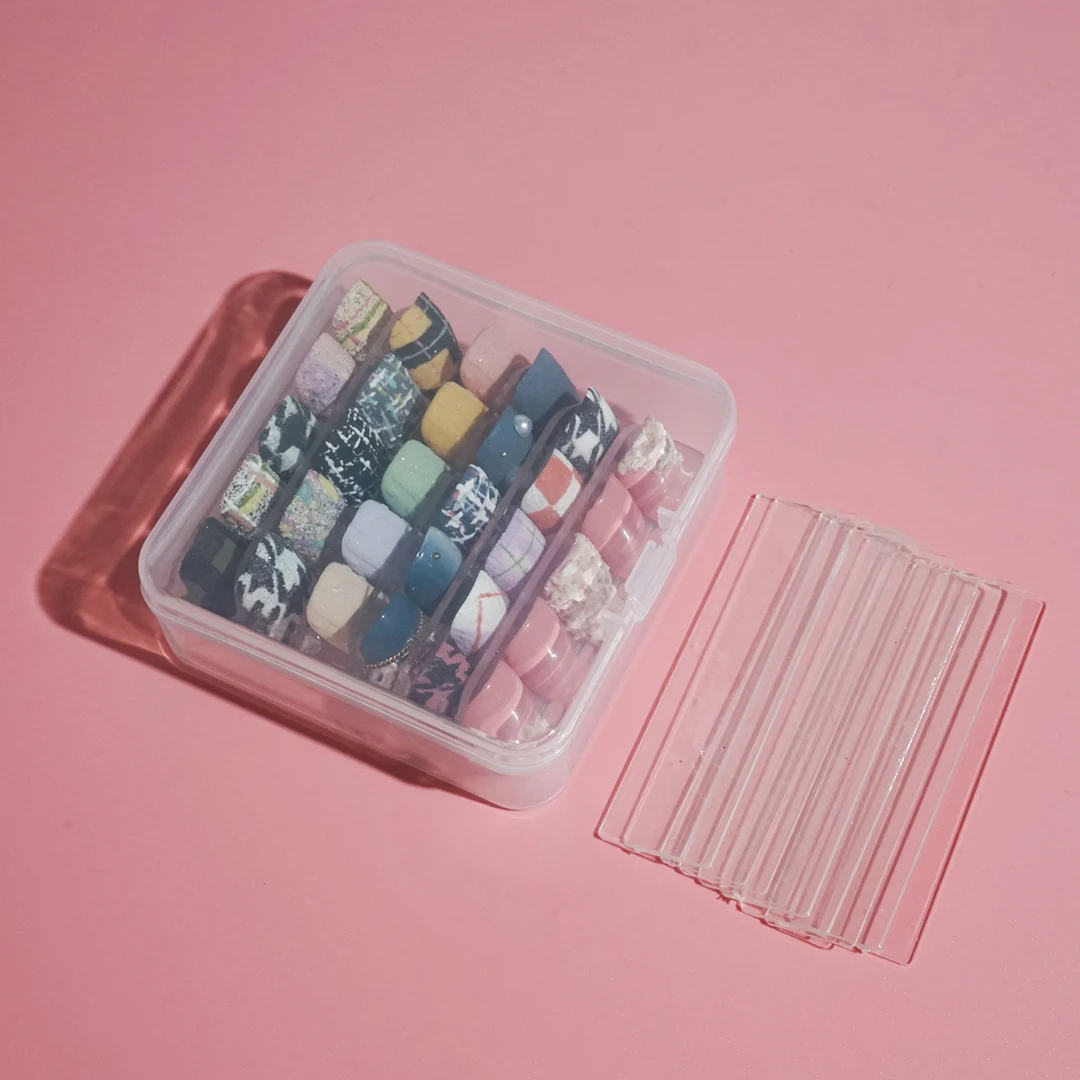 Nail Tip Storage Box False nail Storage Transparent 10Pcs False Nail Art Tips Stand Plastic Nail Container Accessories 2304-23