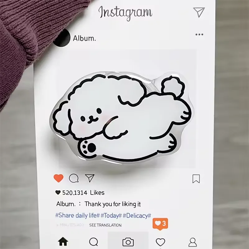 Support magnétique coréen mignon chiot de dessin animé, poignée de téléphone Tok Griptok, Support pour iPhone 16 15 14 pour étui Magsafe Smart Tok