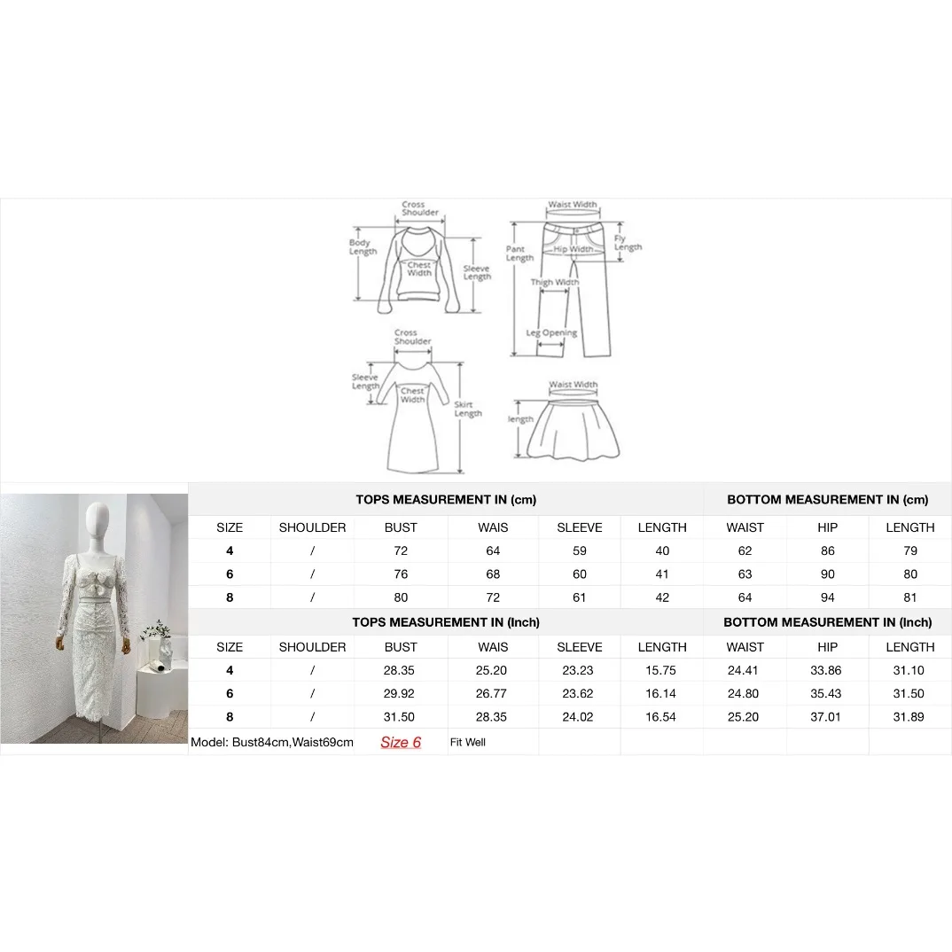 Biała koronka Patchwork przejrzeć kwadratowy kołnierzyk topy ołówkowa zestaw spódnic wysokiej jakości 2024 kobiet eleganckich