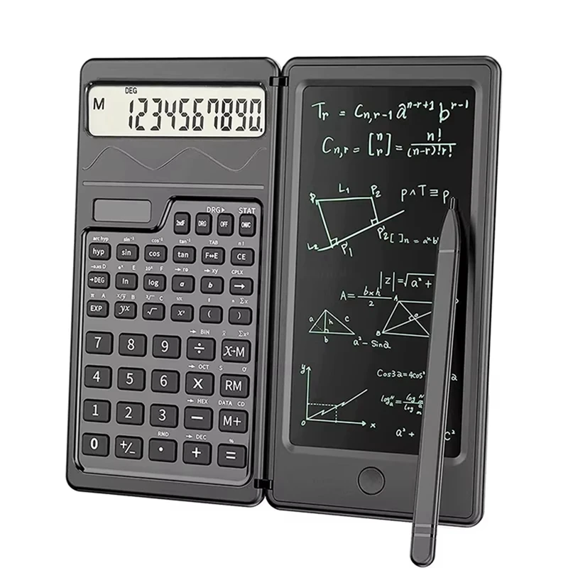 Calculadora científica Solar superior con funciones de Bloc de notas LCD, calculadora plegable portátil profesional para estudiantes