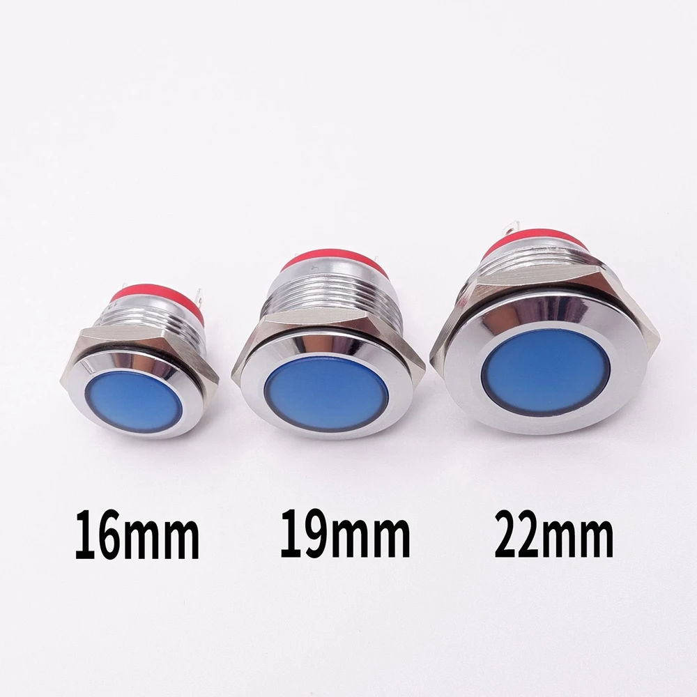 16mm 19mm 22mm Light Indicators Led Warning Signal Metal Pilot Lamp 3V 6V 12V 24V 220V Red Yellow Blue Green Screw/Pin Terminal