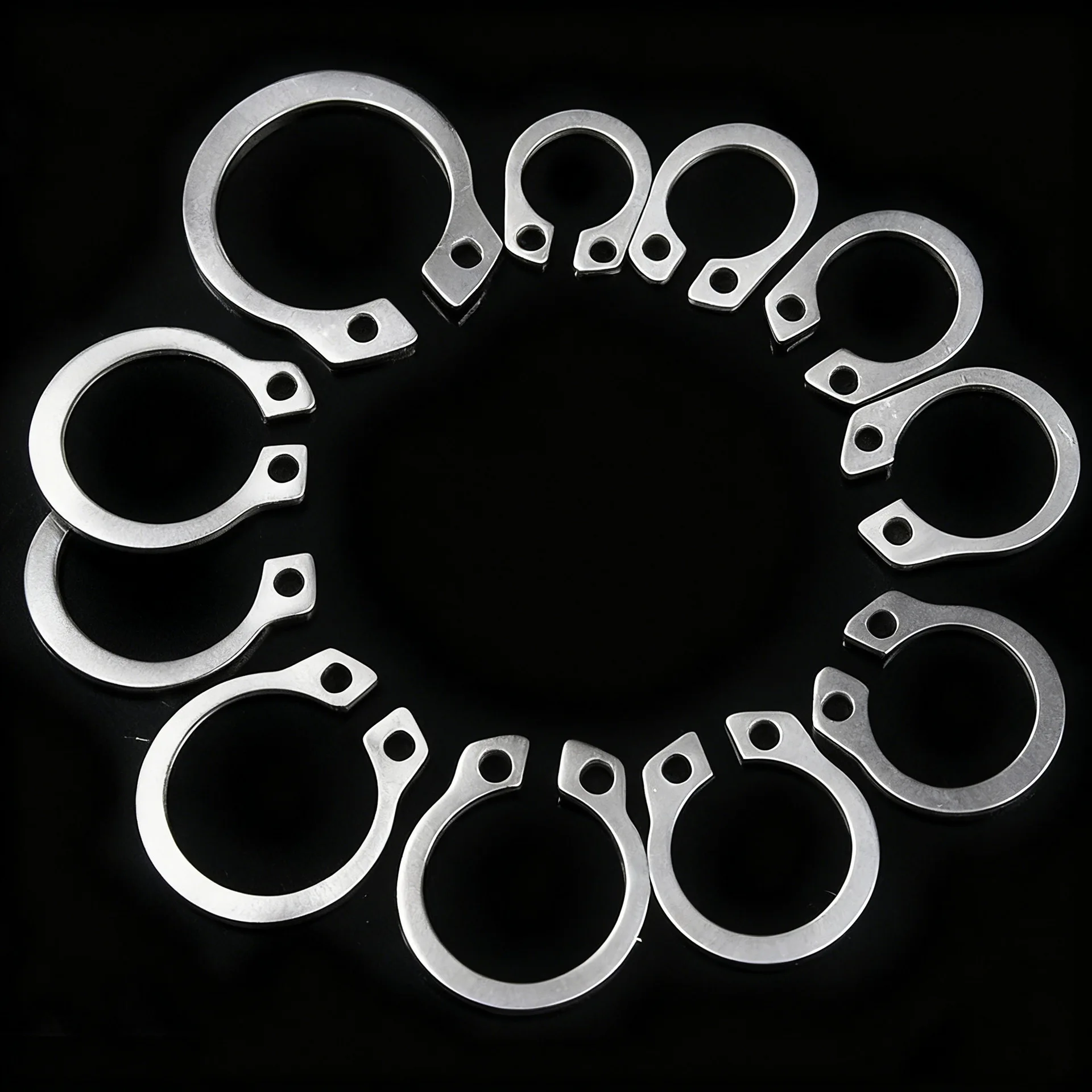 C-type card spring multi specification M8-M18 elastic card spring boxed 304 stainless steel shaft retaining ring