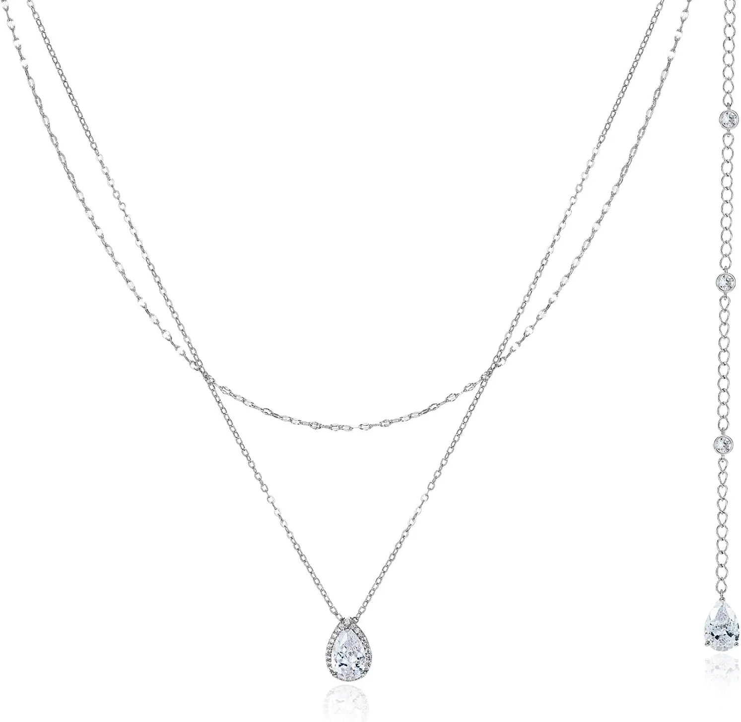 

Teardrop Wedding Back Necklace for Bride Bridesmaids, Cubic Zirconia Simple Back Pendant Bridal Necklace for Wedding Party