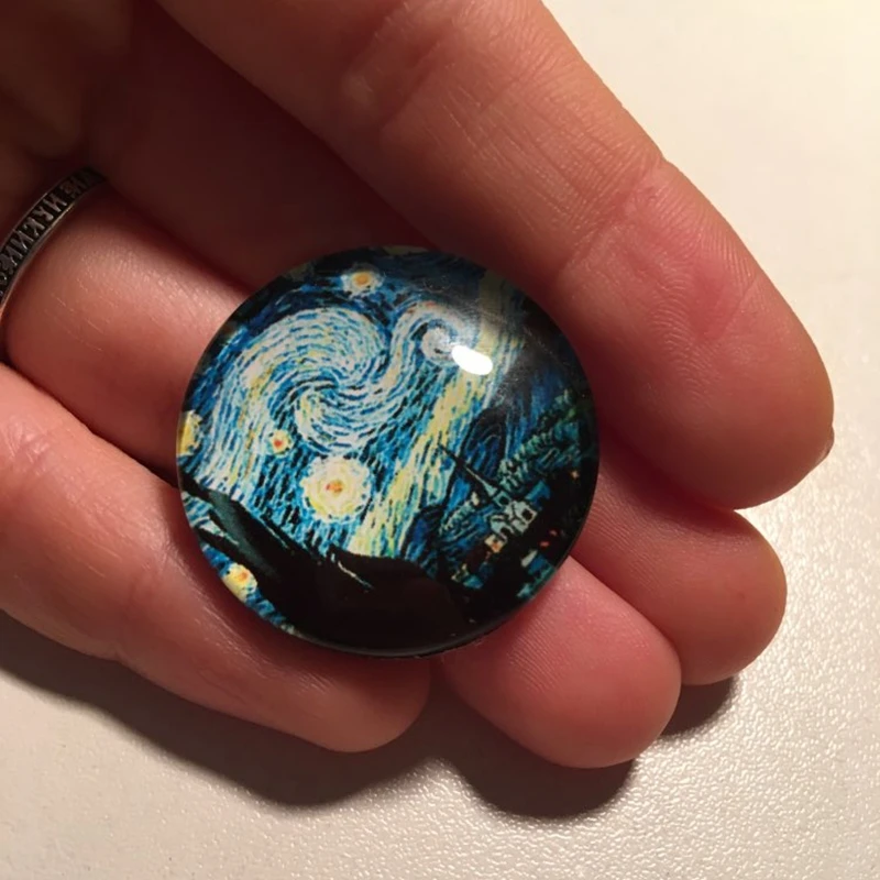 Van Gogh Starry Night Sunflowers Magnet Naklejki na lodówkę Dekoracja domu Lodówka Dekoracja Szklany kryształ Cabochon Art Souvenir — zdjęcie 6