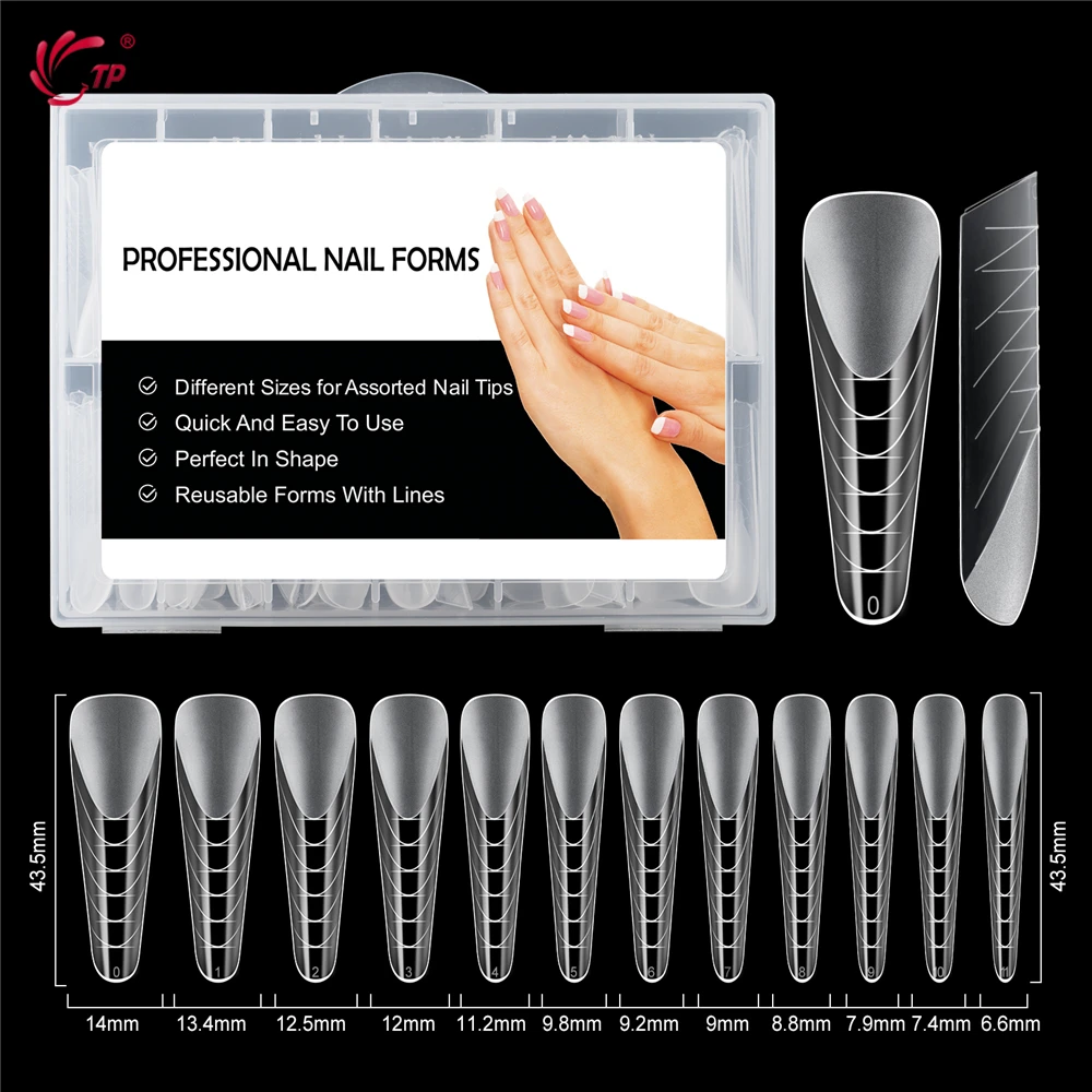 TP 120pcs Dual Form Nail False Tips Quick Building Gel Mold Set with 24pcs Silicone Molds Nail Extension Forms Top Mold Stiletto