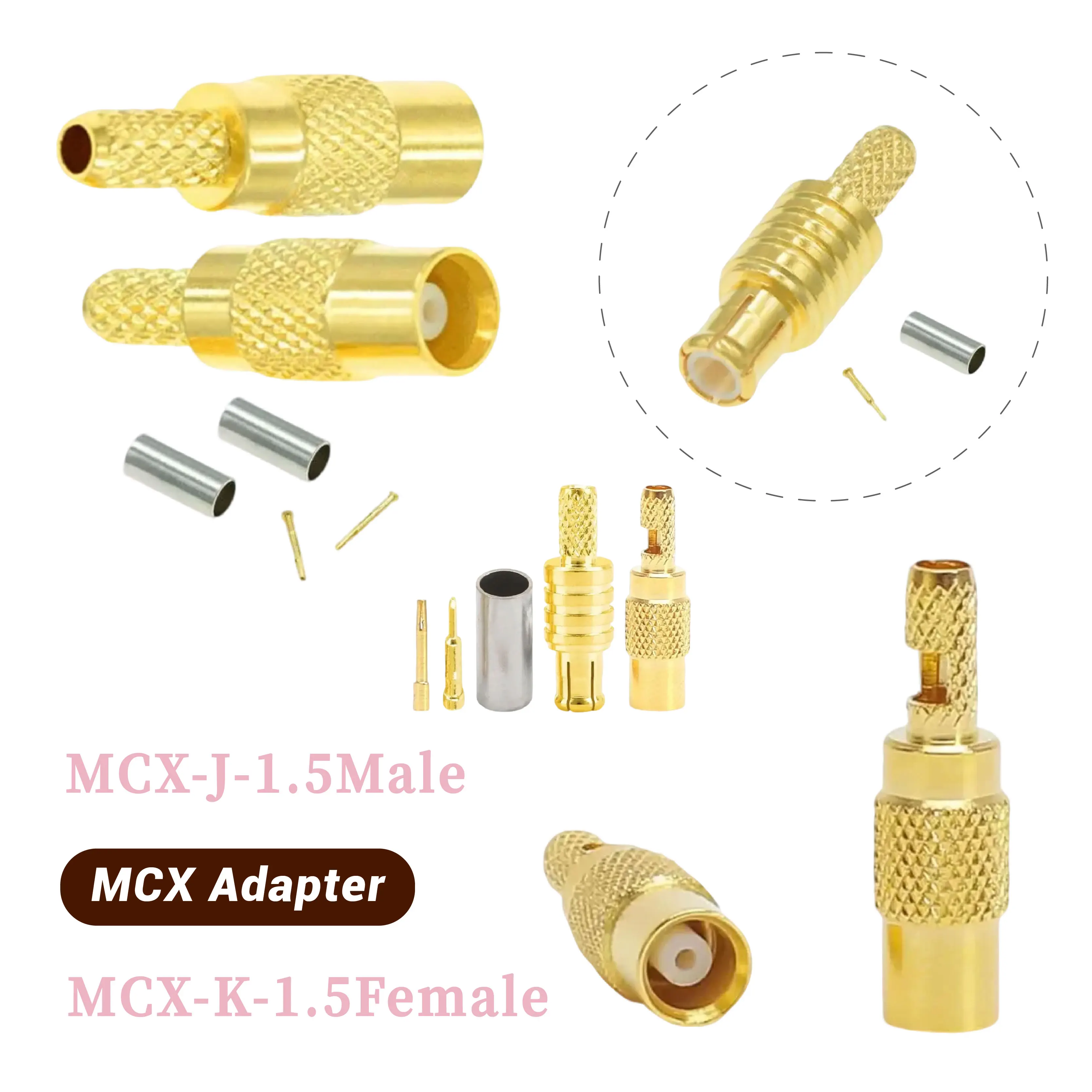 

Прямые разъемы адаптера MMCX MCX-J-1,5 «папа/MCX-K-1,5»