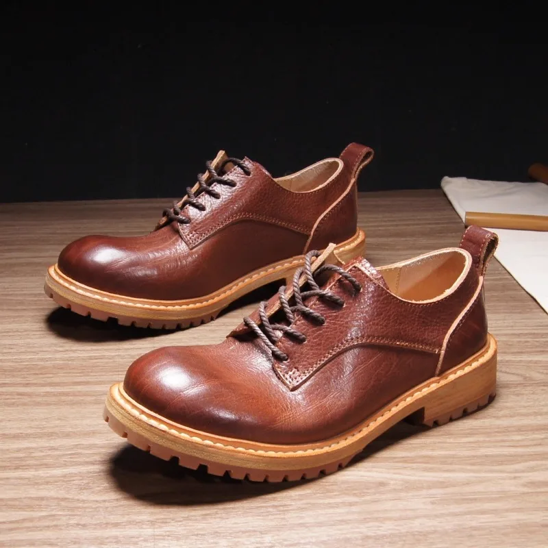 

High End Cowhide Derby Shoes Men Handmade Genuine Leather Business Casual Odor Resistant Wear-resistant Work Leather Shoes Male
