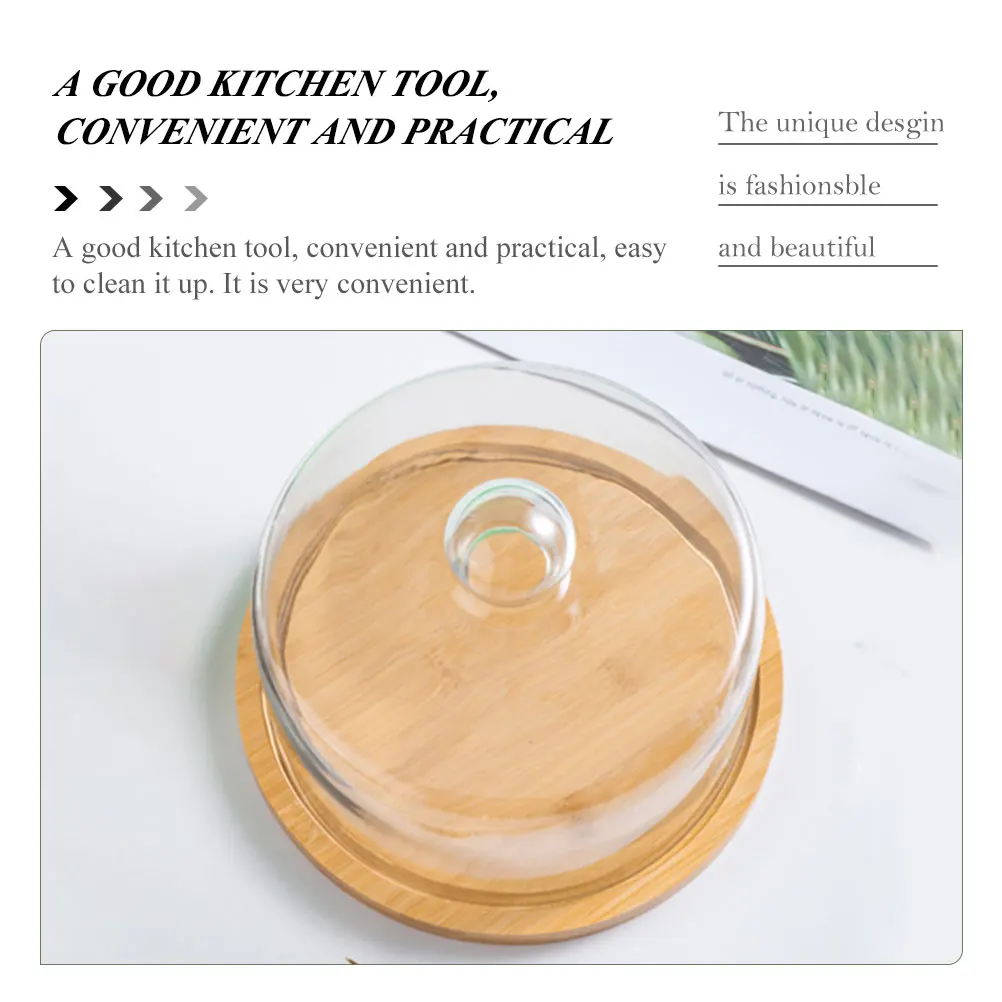 

1 комплект, прозрачная крышка, дизайн, стеклянная крышка для торта, деревянная тарелка, поднос для еды для дома, отеля, ресторана, вечеринки, стеклянная крышка для торта