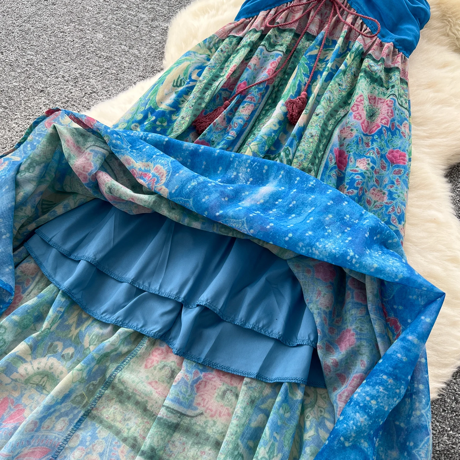 Vintage sexy halter suelto estampado A-line vestido sin mangas Chic verano playa Vestidos mujeres vacaciones