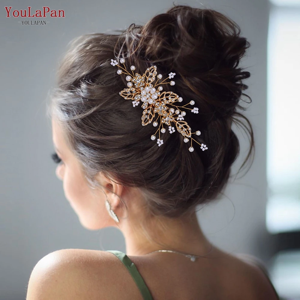 

YouLaPan Rhinestone Bridal Hair Comb Wedding Hair Accessories Bridesmaid Pearl Headwear Women Dancing Party Hair Jewelry HP342