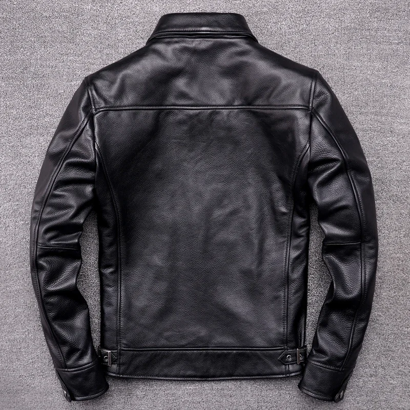 AYUNSUE Genuine Leather Jacket Men Casual Real Cow Leather Jackets Black Slim Leather Coat Male Clothes Chaquetas Hombre SGG1085