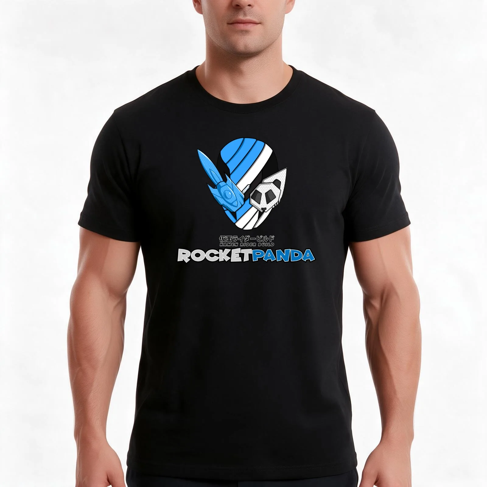 Kamen Rider Build RocketPanda - Masked Rider T-Shirt, Summer Casual Cotton Tee, Oversized Streetwear Tops, Vintage Graphic Print