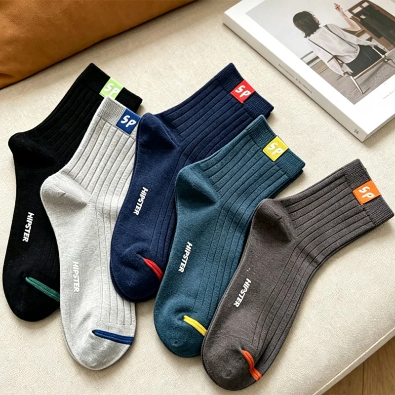 5 pairs medium vertical stripe color matching versatile breathable comfortable dirt resistant suitable for daily commuting wear