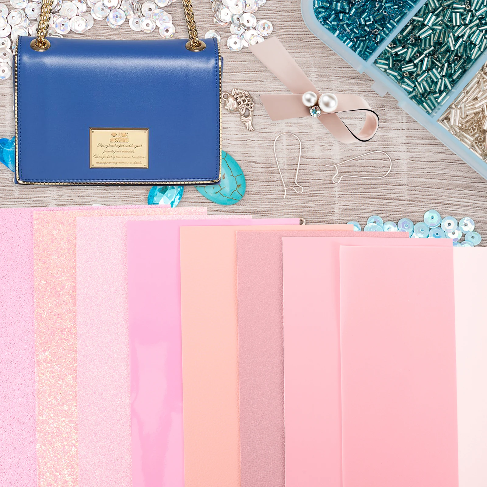 

8pcs Pink Fabric Sheets for Earrings Material Craft Making DIY Supplies Sewing Projects Durable Cuttable for DIY