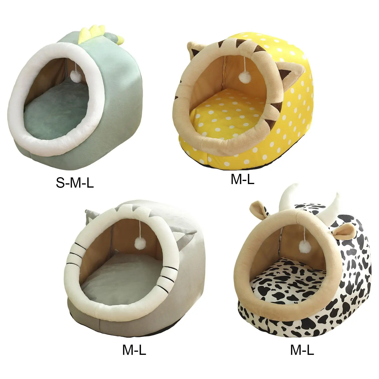 Cute Kennel Pad with Hanging Toy Furniture Anti Slip Basket Dog Soft Warm Comfortable Cave Bed Pet House Nest for Kitten Rabbit