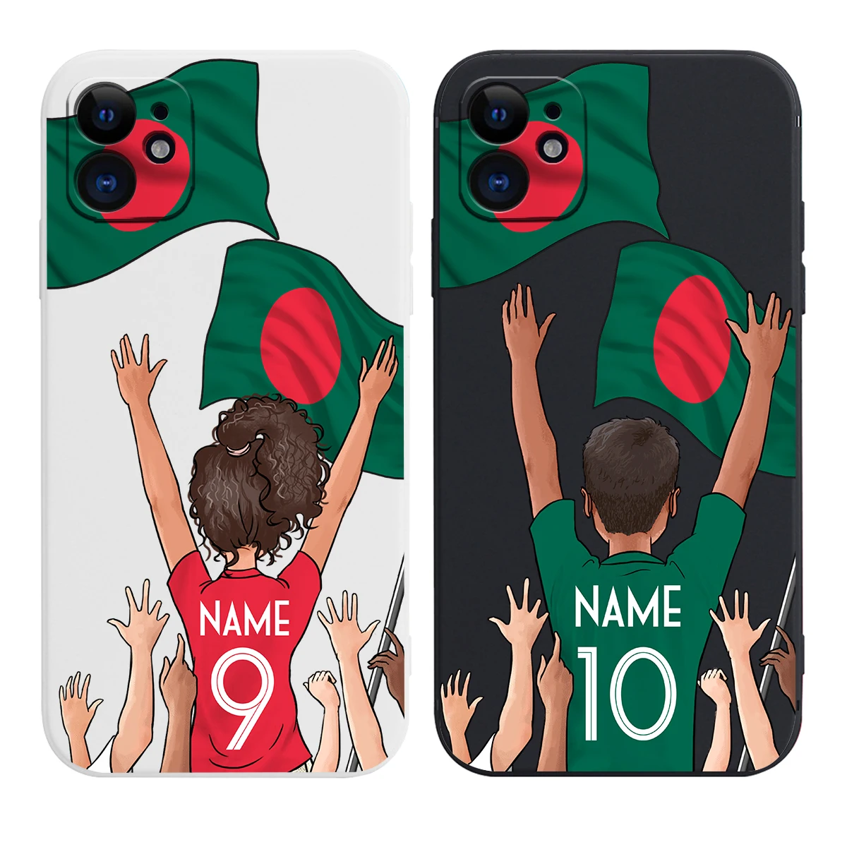 Costom Bangladesh Flag Football Soccer Jersey Cover Case for iPhone 15 14 Pro Max 13 12 11 Mini X XS XR 7 8 6S Plus SE