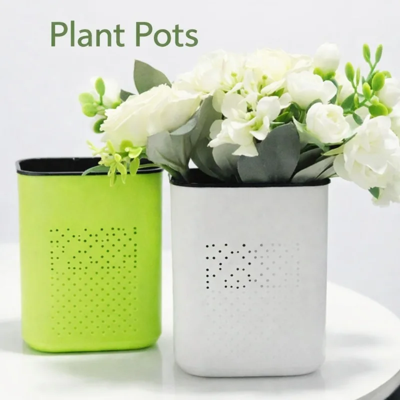 Double Layer Self Watering Flower Pot Elegant Design for Bonsai Artificial Plants Breathable Structure Ideal for Home Succulent