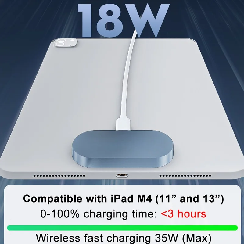 

Aluminum Alloy Tablet Magnetic Charger 11 inch 12.9 inch Smart Wireless Charging Pad with USB-C Cable Fast Charger for iPad