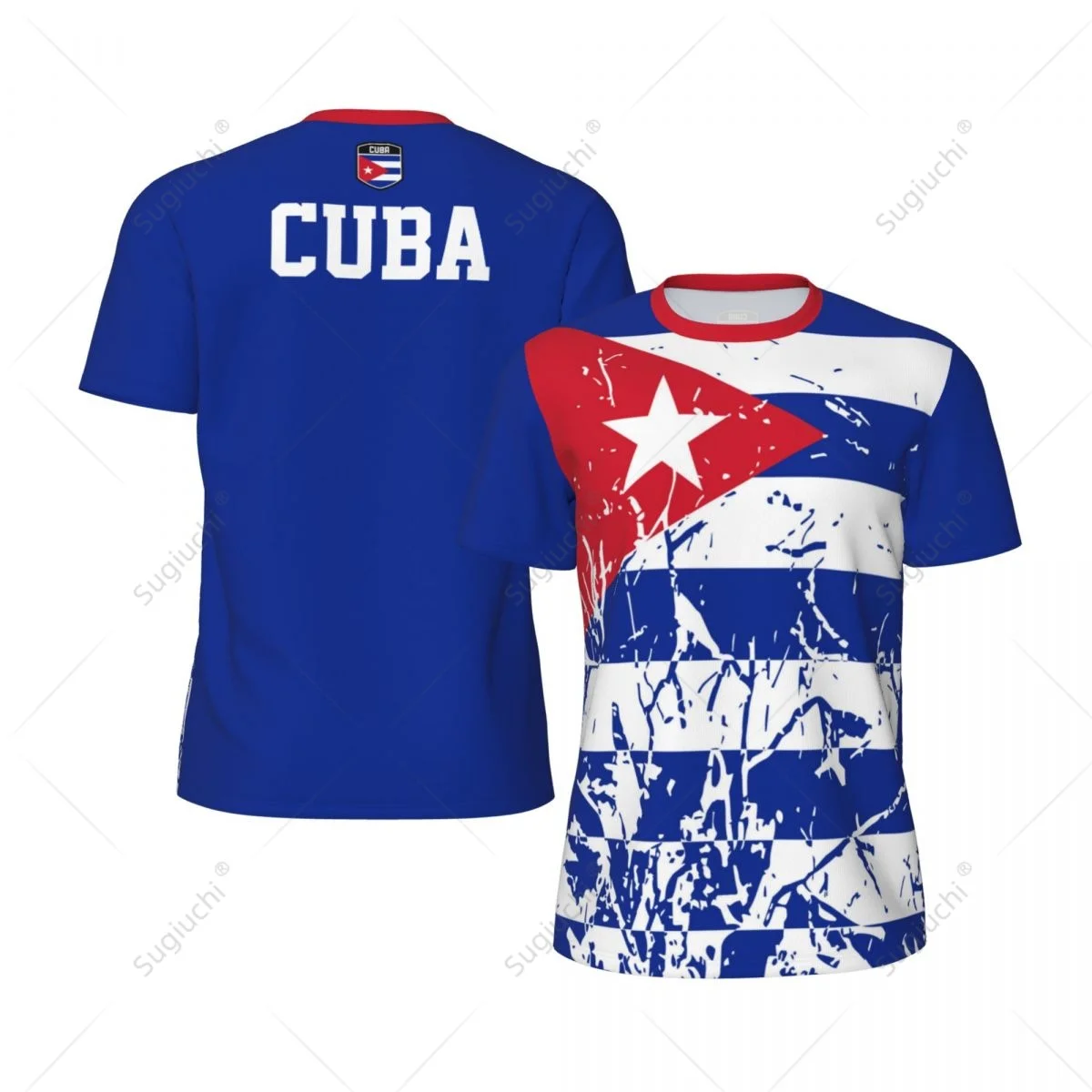 Exclusive design Cuba Flag Grain 3D Printed Men For Running Bike Soccer Tennis Fitness Sports tshirt Mesh Fans Short T-shirt