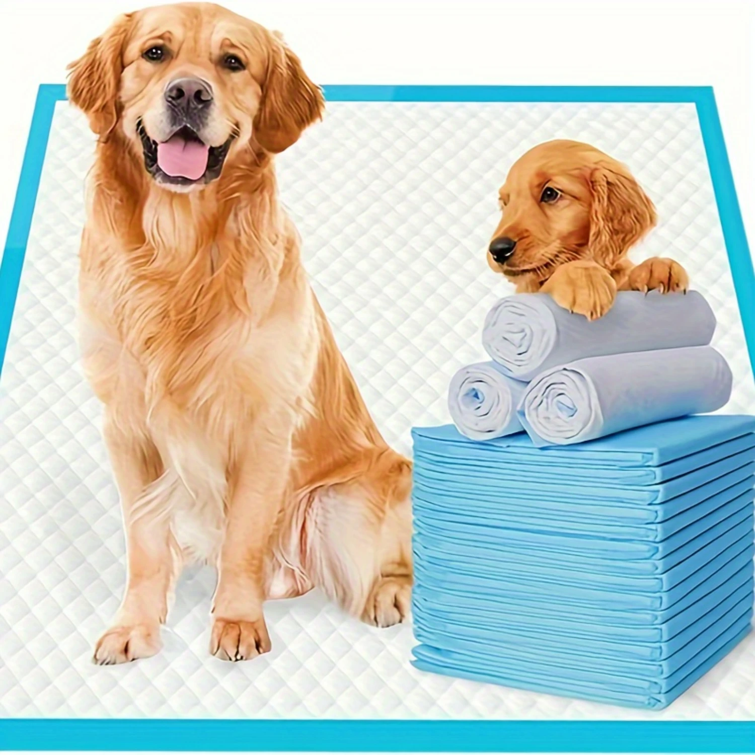 

Premium Quick Absorb Disposable Training Pads for Puppies - 50 Count Pee Pads, 23 x 23 Training Pad with Enhanced Odor Control