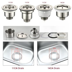 2Pcs 110mm 140mm Stainless Steel Kitchen Sink Drain Strainer Basket