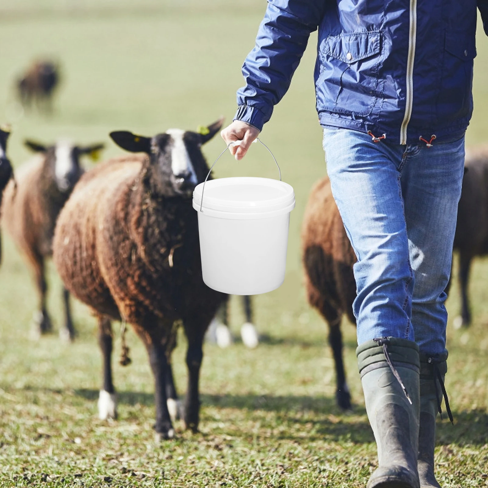 

Plastic Bucket 10L White Press Lid Durable Round Container Household Sealed Barrel Garden Outdoor Utility Water Pail Storage