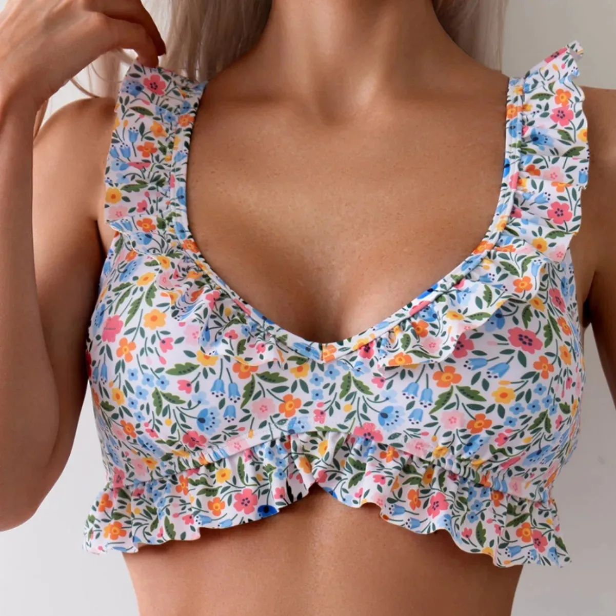 Fashionable Printed One-Piece Thermal Beach Swimwear Cross-Border Small Fresh Style from Overseas Warehouse Bikini Set Women