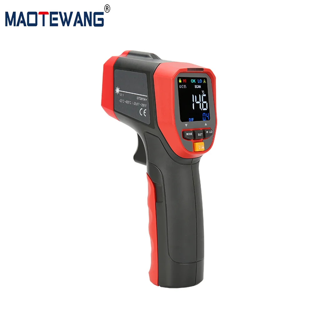 UT301A+ infrared thermometer Digital Measure Temperature Non-contact Circle Laser Thermometer Temperature Gun For Industrial