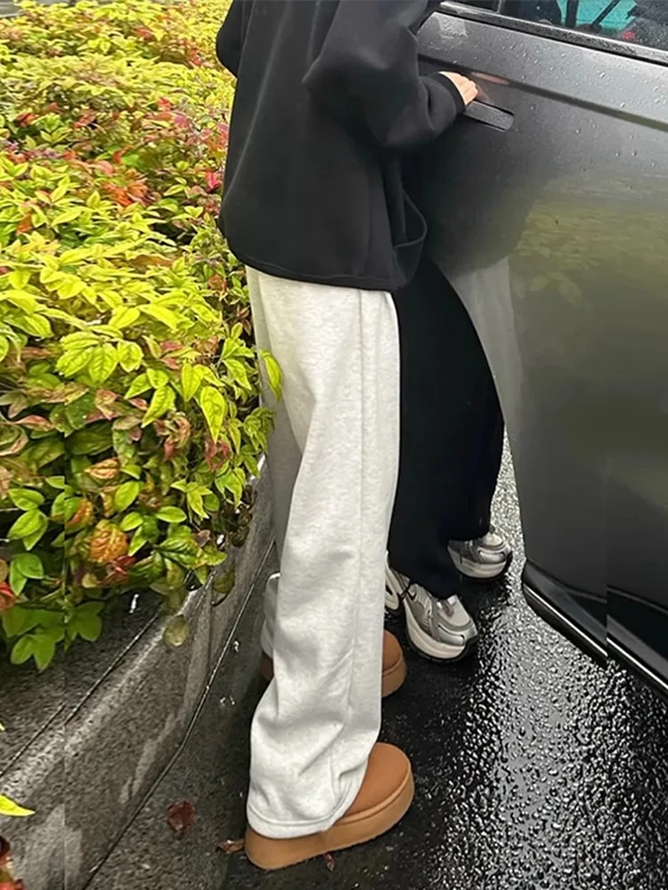 

American Sle Men's Fce Lined Thiened Straight Leg Sports Pants Autumn Winter Casual Trousers Drapey Wide Leg Leisure P...