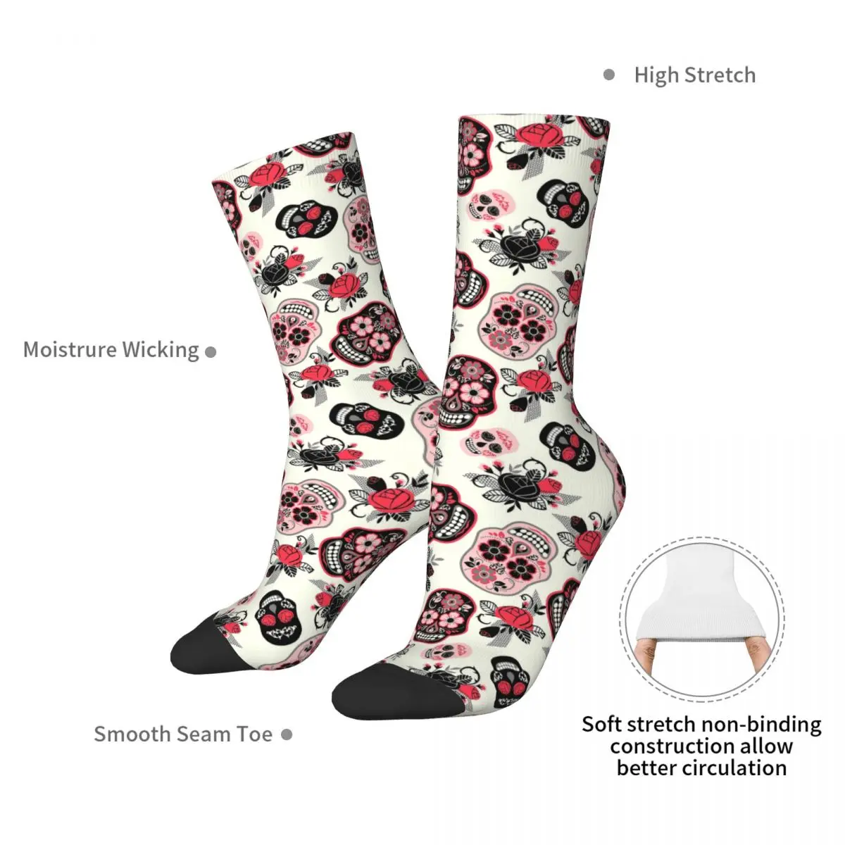 جميع المواسم طاقم جوارب يوم الموتى الجماجم والورود الجوارب مضحك الجوارب الطويلة اكسسوارات للرجال النساء هدايا عيد الميلاد