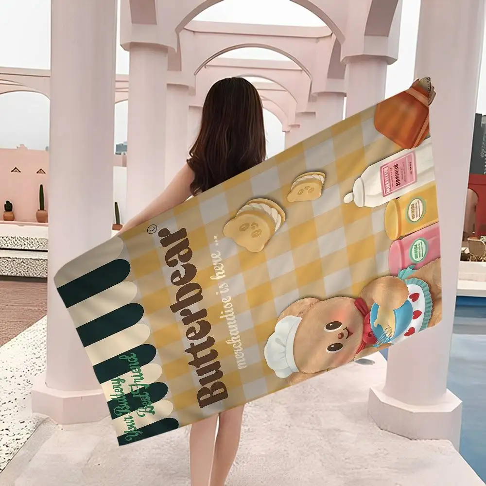 Cute Anime Role Cartoon Butter Bear Microfiber Beach Towel Absorbent Quick dry Soft Yoga Swimming Resort Mountain Climbing Towel