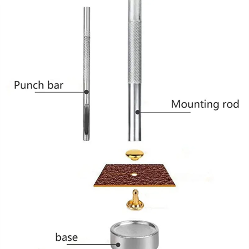 Metall Doppel Kappe Nieten Stud Runde Spike Nagel Mit Werkzeug Kits Für Schuhe Tasche Gürtel Leathercraft Reparatur Kleidung Bekleidungs Zubehör – Detail 10
