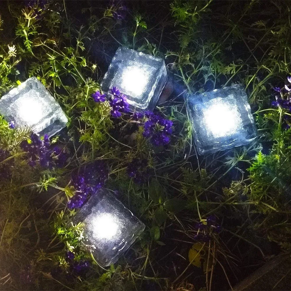 Luces Led impermeables para exteriores, lámpara de cristal Solar, cubo de hielo, pavimentadora de ladrillos, paisaje de roca, para Festival, 10