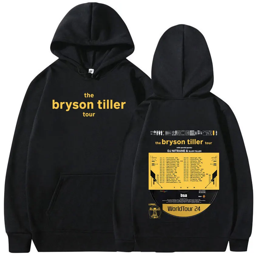 2024 Best Famous Rapper The Bryson Tiller World Tour felpa con cappuccio uomo donna Hip Hop Fashion Pullover felpa oversize Streetwear