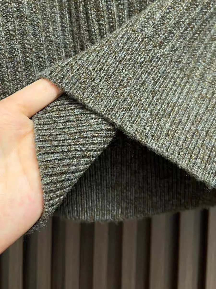 BC Italian pure wool lapel half zipper casual wool sweater