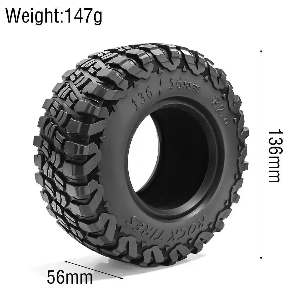 RC 4pcs 136x56mm 2.6 inch KM3 Rubber Tire Wheel Tyre for 1/8 1/10 RC Crawler Car Axial SCX10 Wraith RR10 Capra TRX4 YK4082 4083