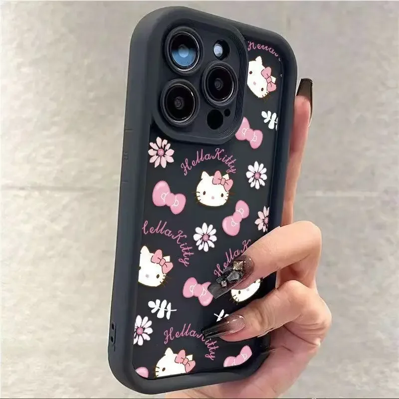 Sanrio Ins Hello Kitty Phone Case For Iphone 15 14 12 13 11 Pro Max XR XS X MINI 7 8Plus Y2k Girl Gift Soft Silicone Cover