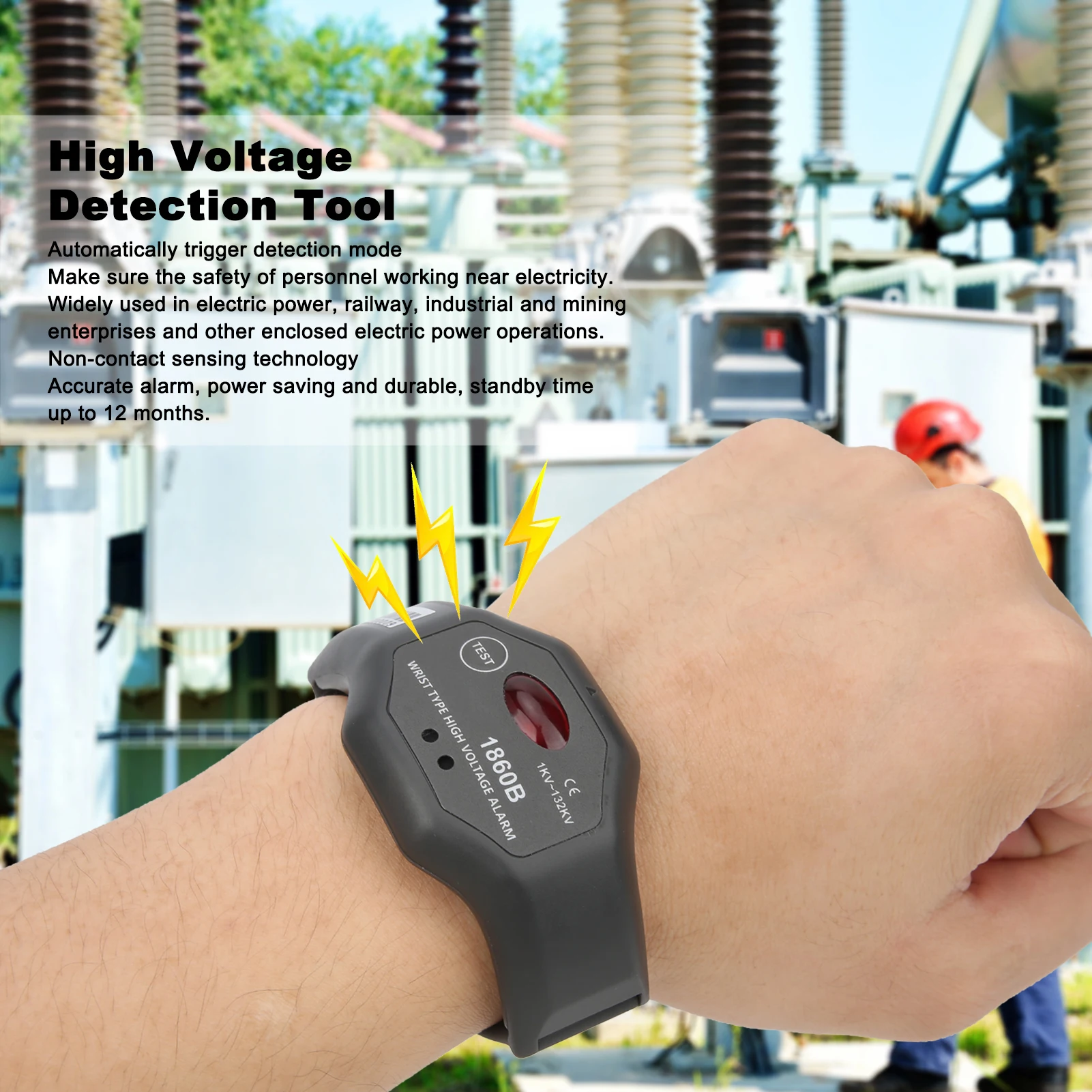 ETCR‑1860B 1KV‑132KV High Voltage Alarm Wrist Watch High Voltage Detector for Power Maintenance High Voltage Detection Tool