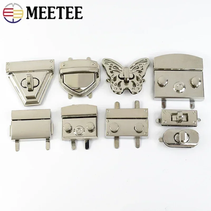 2-5Pcs Meetee Silver Metal Bags Push Lock Purse Twist Turn Locks Snap Clasp Closure Buckle Handbag Hardware Accessories