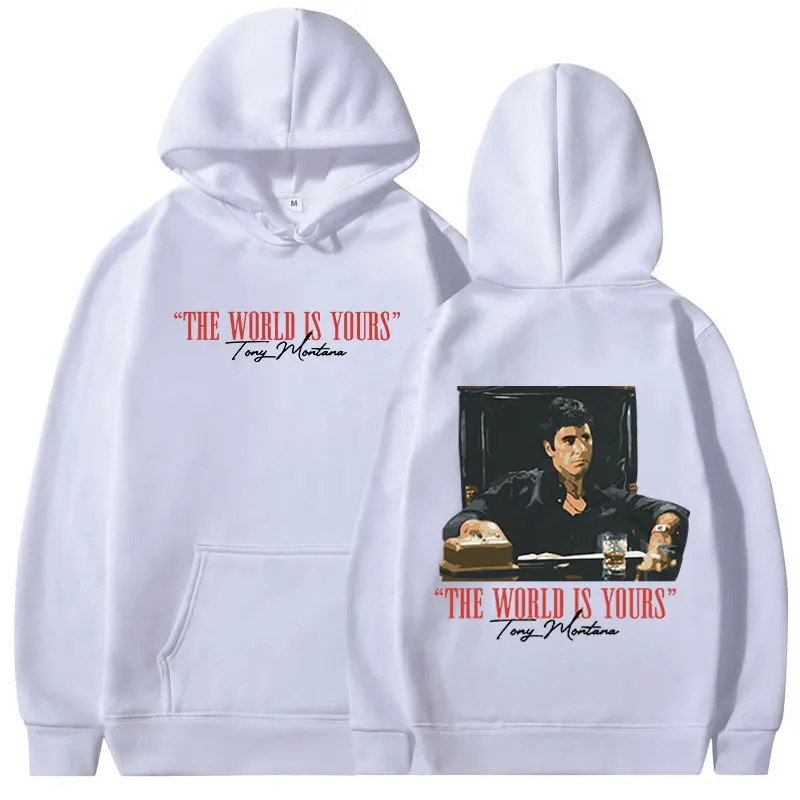 Classic Scarface Movie Hoodies For Men And Women Vintage Gothic Pullover Oversized Sweatshirts The World Is Yours Tony Montana