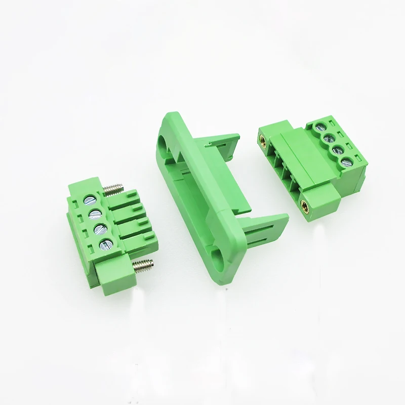 5sets 3.81mm Terminal Block Through-wall Welding-free Plug-in Type 2P/3P/4P/5P/6P/8P/10P/12P/16P 3.81mm with Flange Fixed Panel