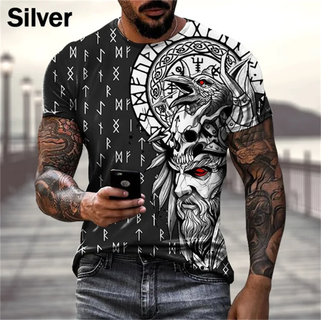 Viking Tattoos 3d Printing Oversized Harajuku Fashion Summer Men Casual Short Sleeve Streetwear T Shirt New