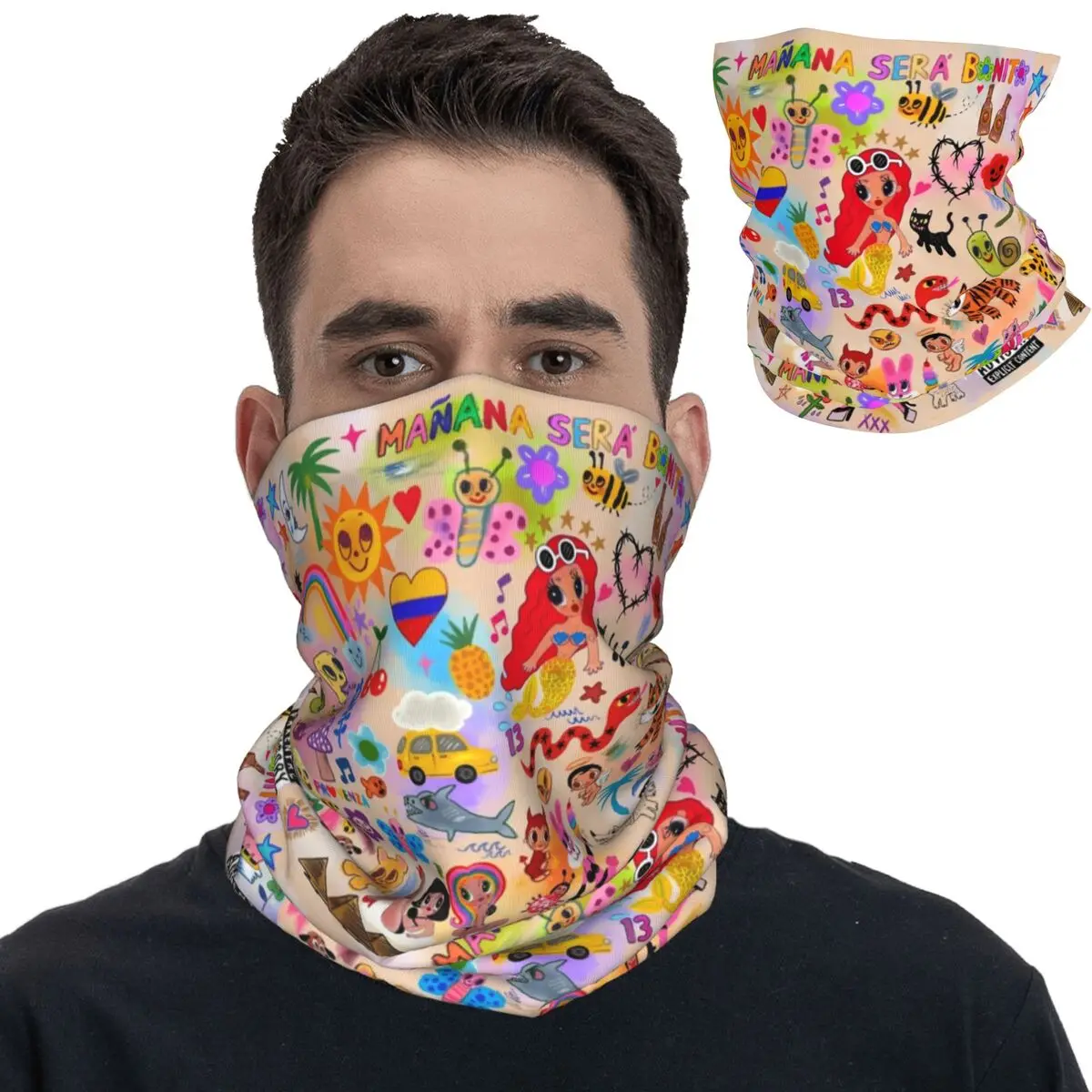 

Manana Sera Bonito Karol G Bandana Neck Cover Printed Balaclavas Magic Scarf Warm Cycling Outdoor Sports Unisex Adult Breathable