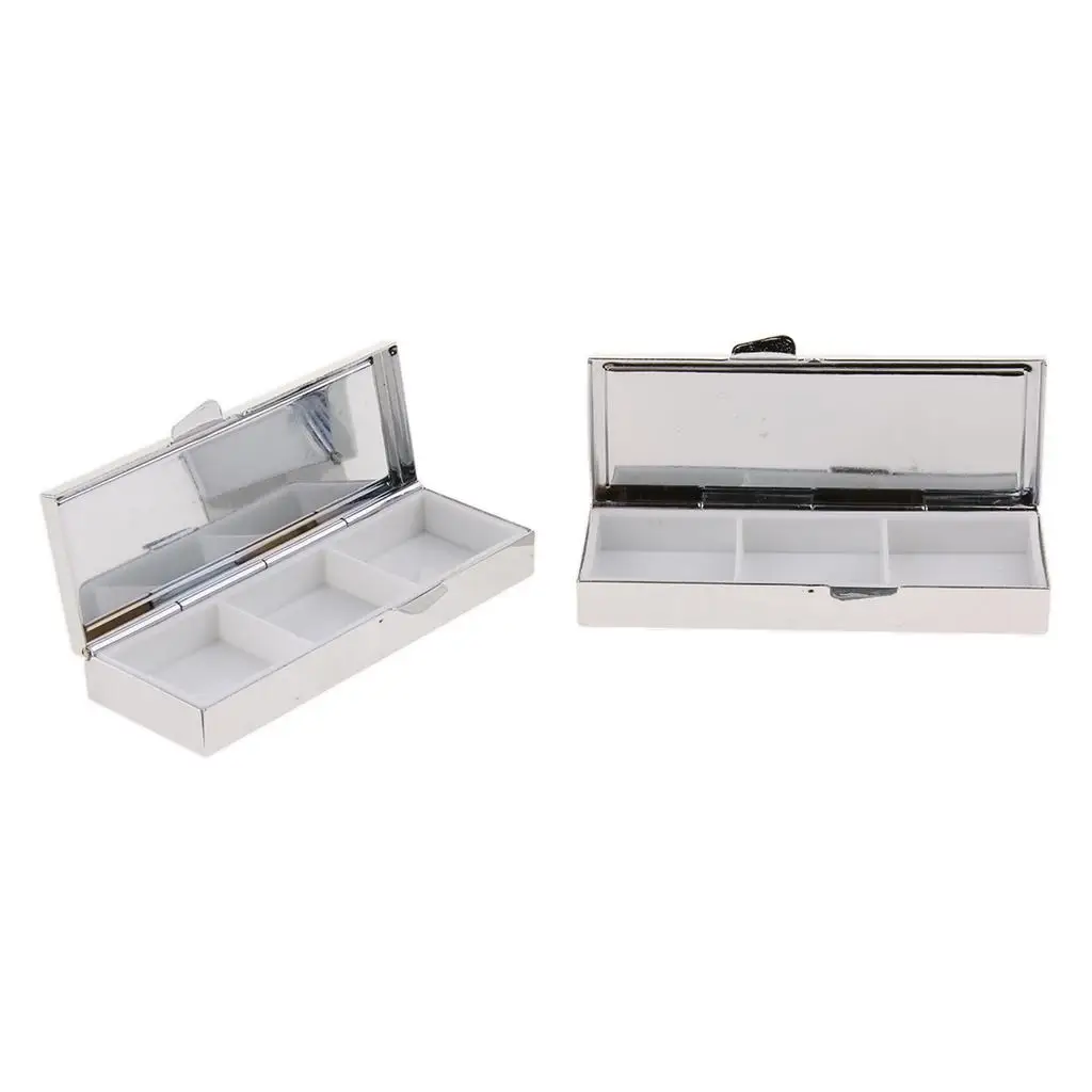 2 Pack Pretty Two Compartment /Purse/Travel Pill Box, Portable Pill Case (3 Compartments)